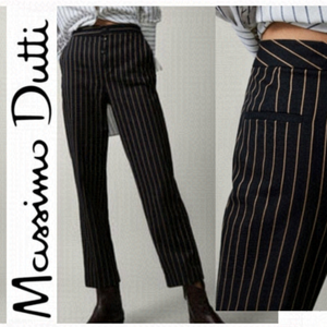 MASSIMO Dutti Pin Striped Cropped Cotton Trousers Pants Size 6
